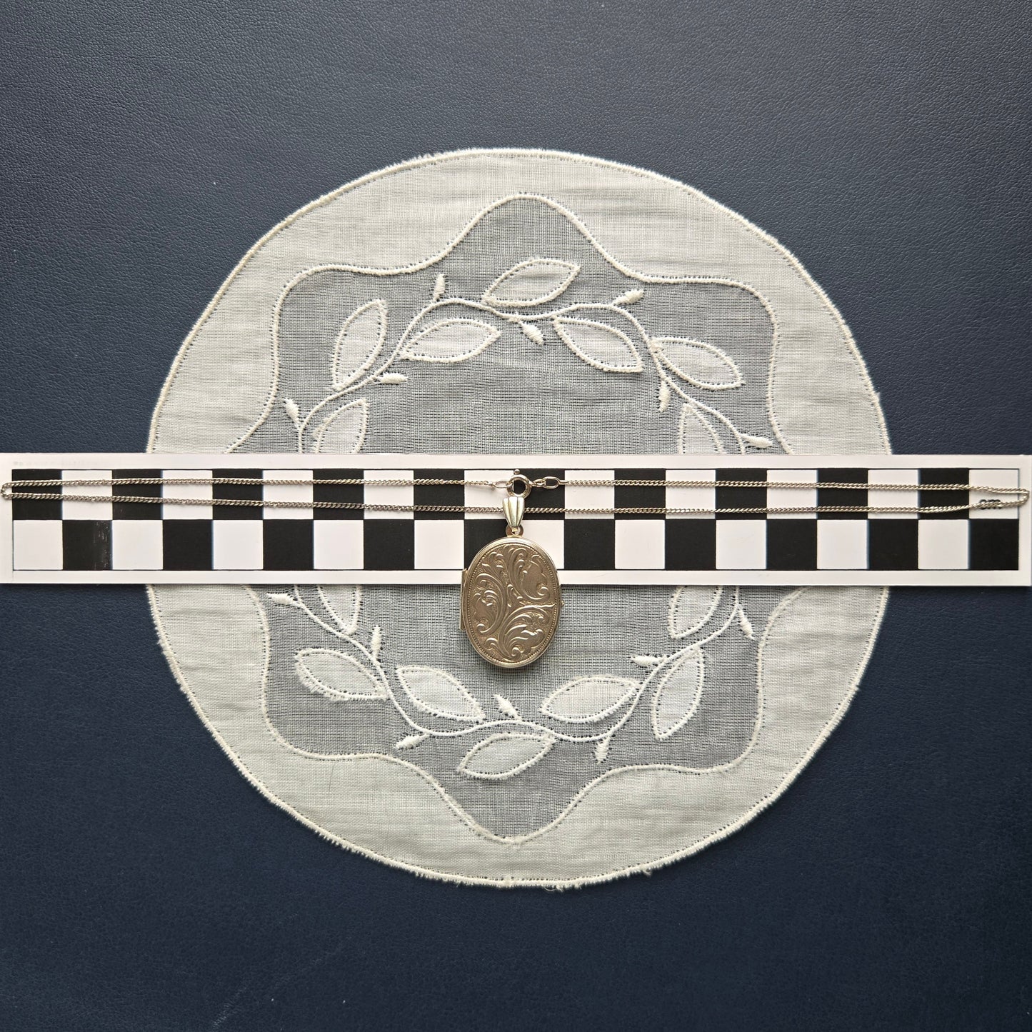 Necklace - Sterling Silver Scroll Engraved Oval Locket Pendant Necklace