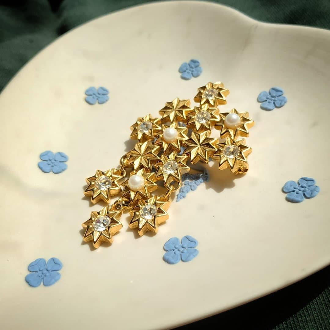 Brooch - Marvella Pearl and Crystal Star Cluster Brooch