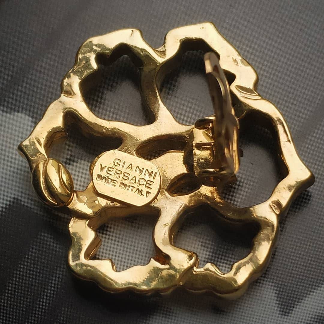 Clip on - Versace Golden Hibiscus Clip on Earrings by Gianni Versace