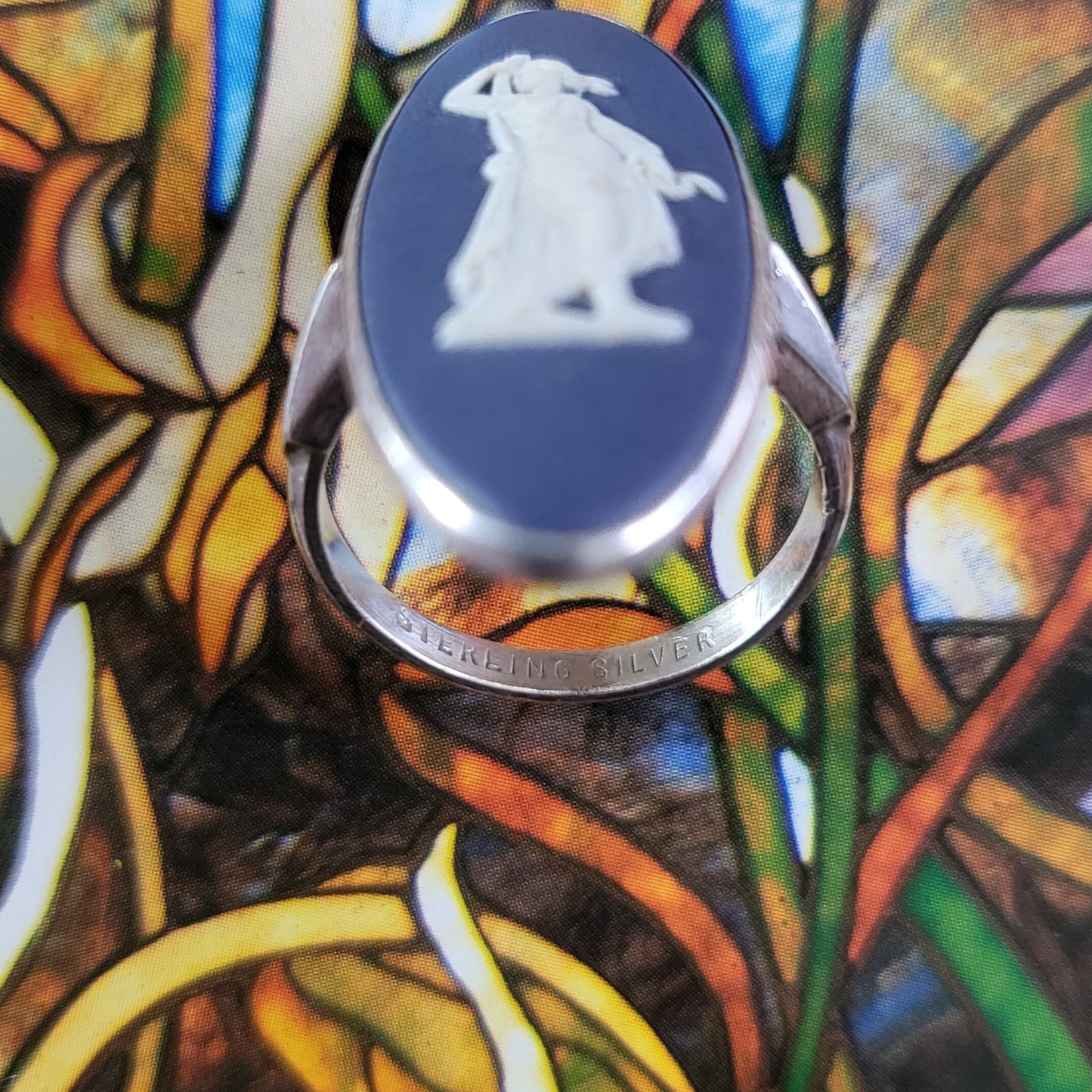 Ring - Wedgwood Jasperware Dark Blue Cameo Ring