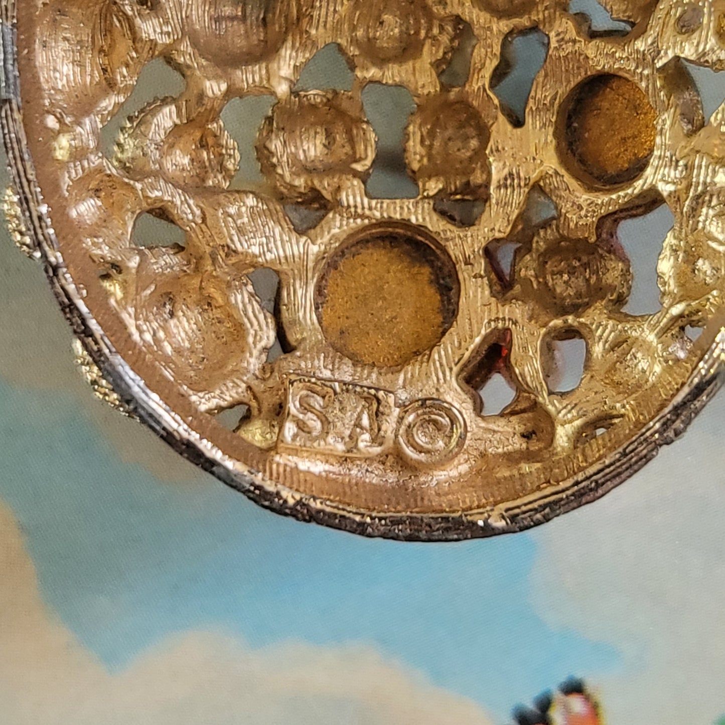 Necklace - Vintage SA Multicoloured Cabochon Glass Pendant Necklace