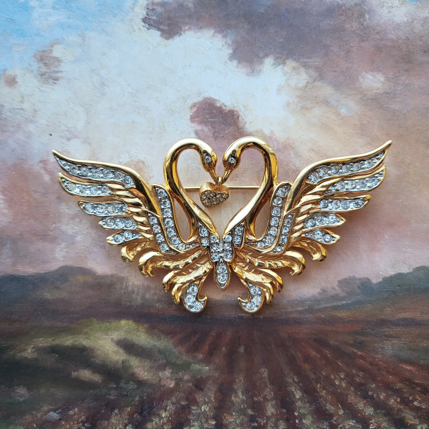 Brooch - Nolan Miller Swans Heart Brooch