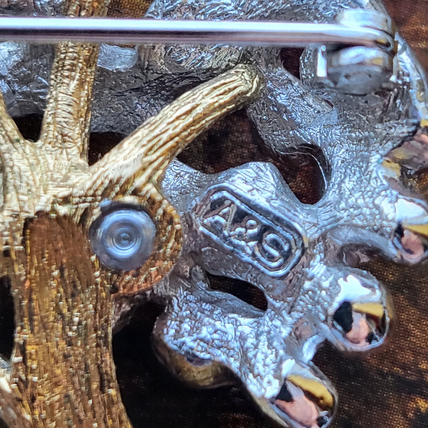 Brooch - Attwood and Sawyer Green and Clear Crystal Pine Tree Brooch