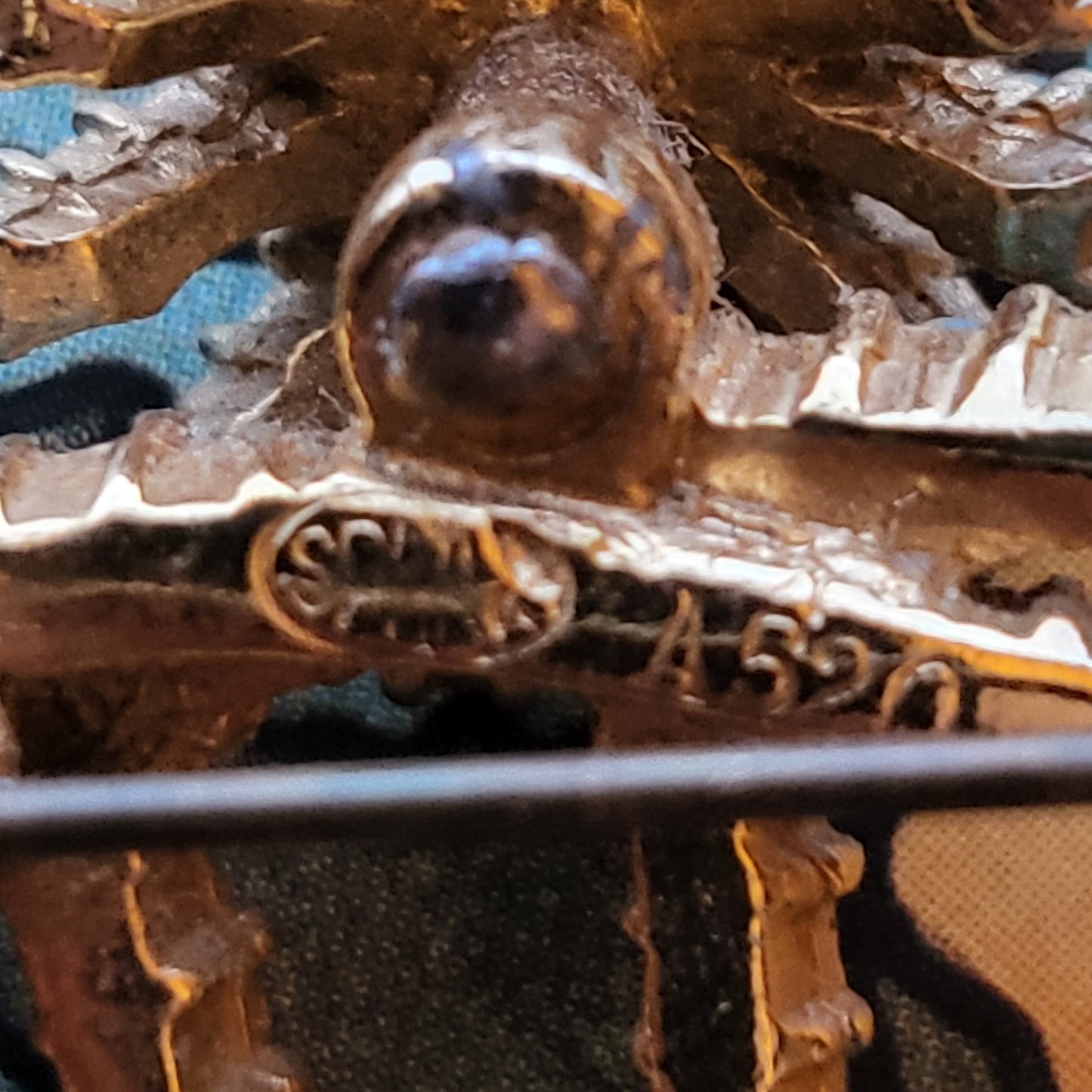 Brooch - Sphinx Faux Pearl and Turquoise Flower Ribbon Brooch