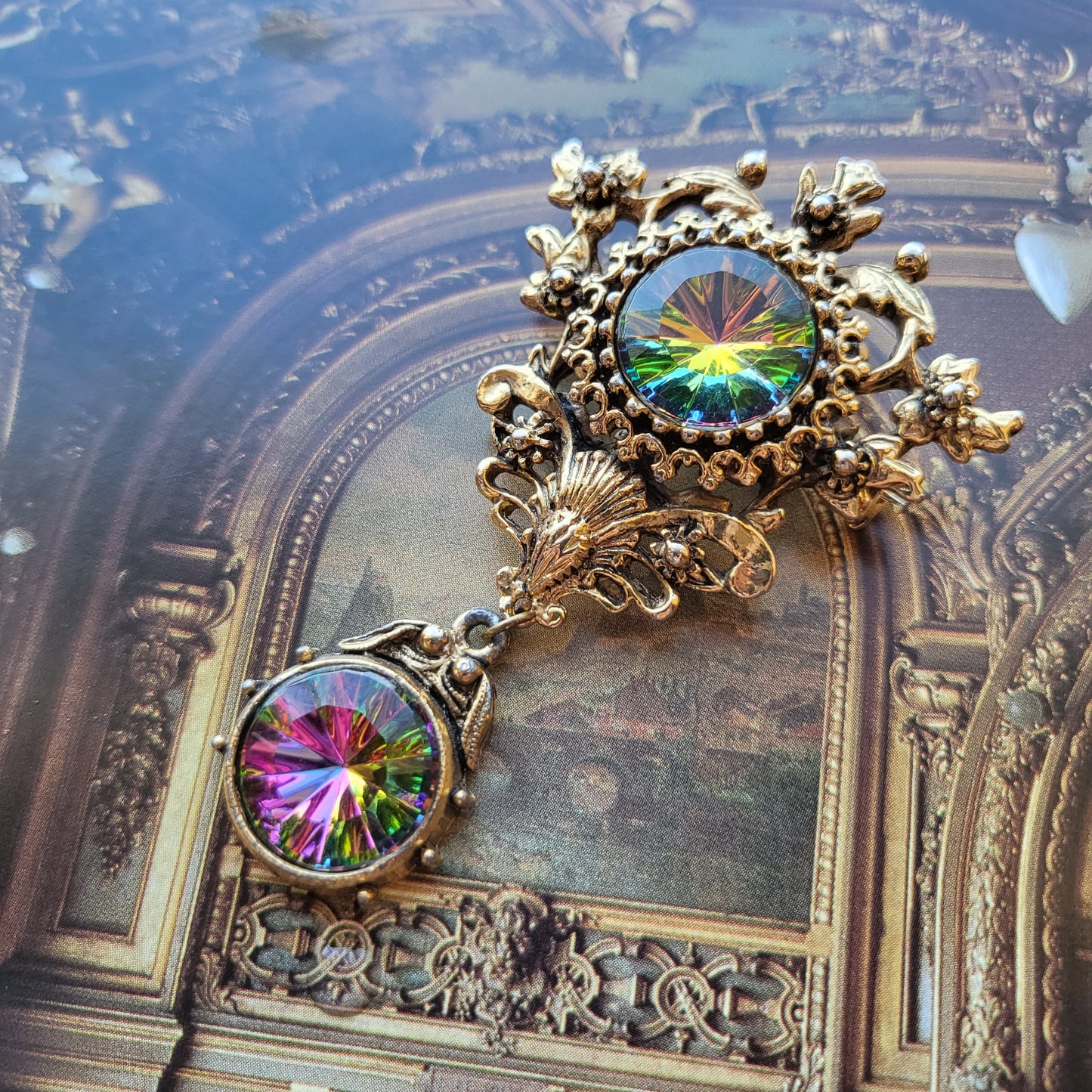 Brooch - Rococo Style Watermelon Crystal Brooch