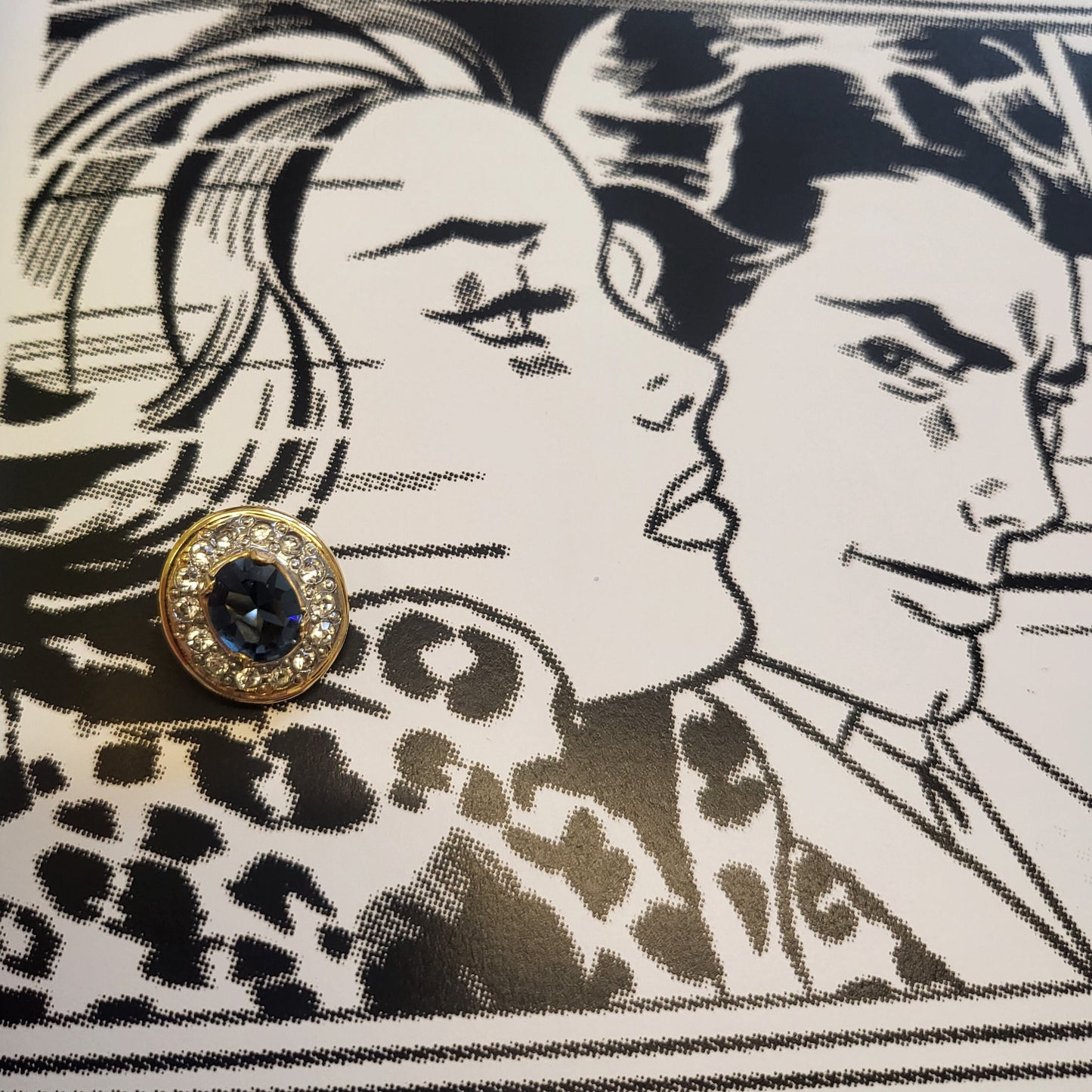 Clip on - Vogue Bijoux Oval Blue and Clear Crystal Clip on Earrings