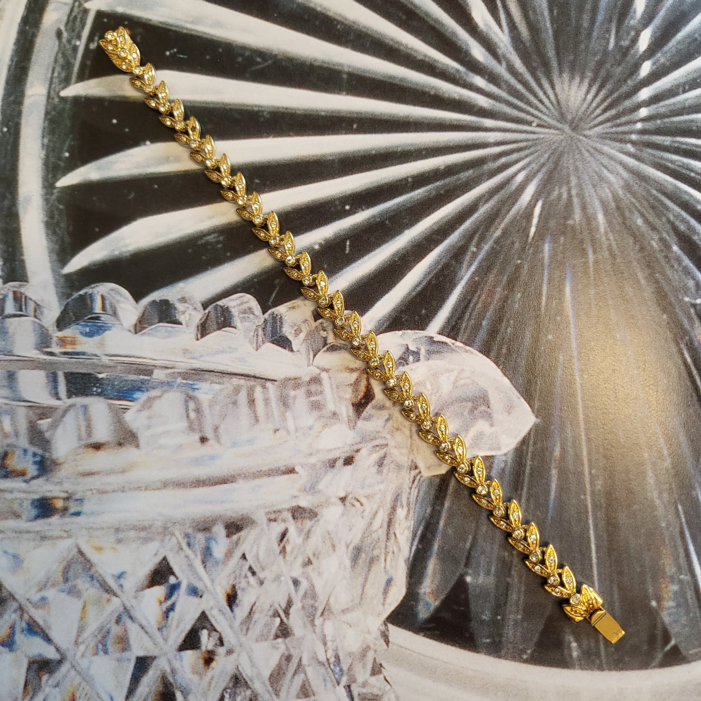 Bracelet - Attwood and Sawyer Crystal Leaf Link Bracelet