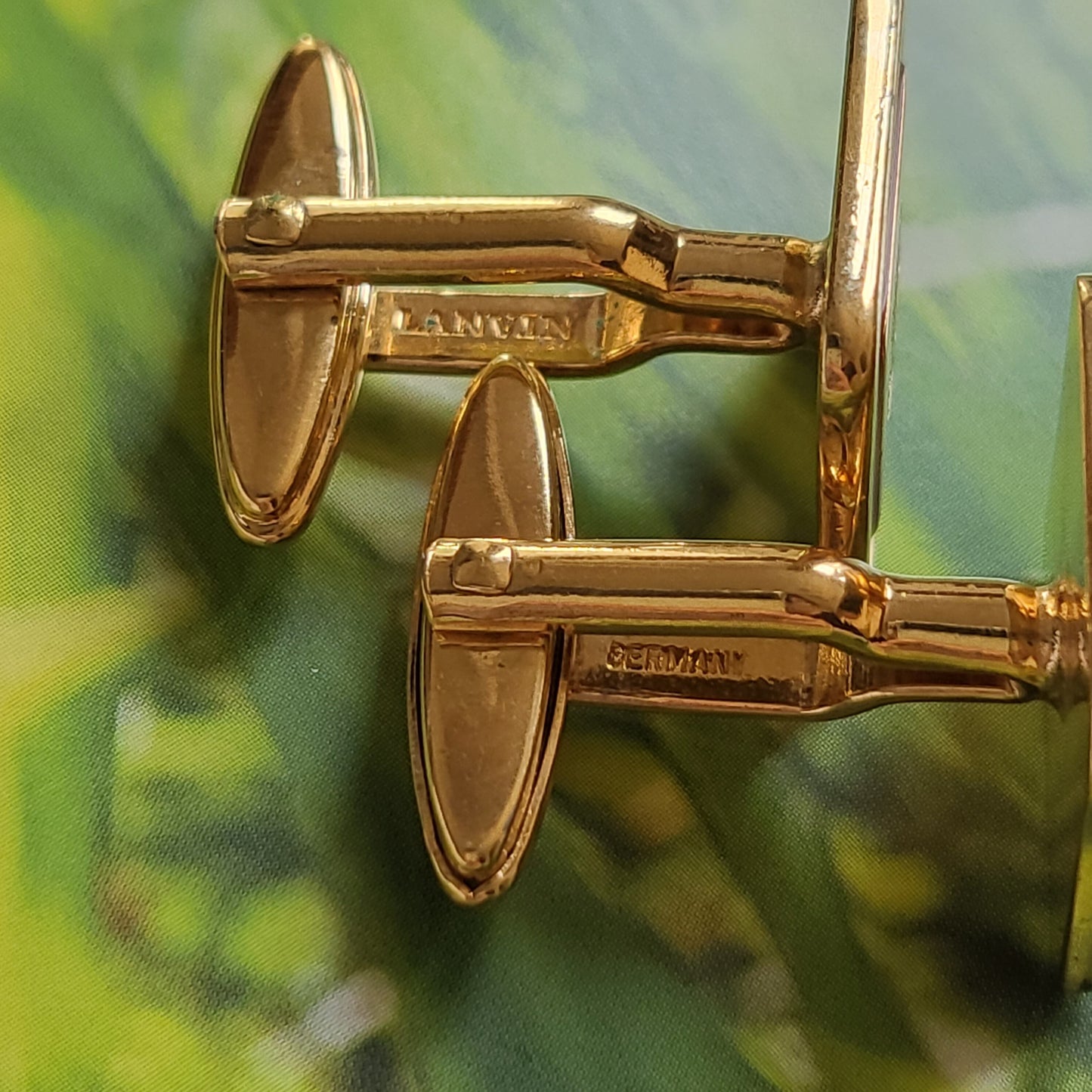 Cufflinks - Lanvin Red Enamel Square Logo Cufflinks