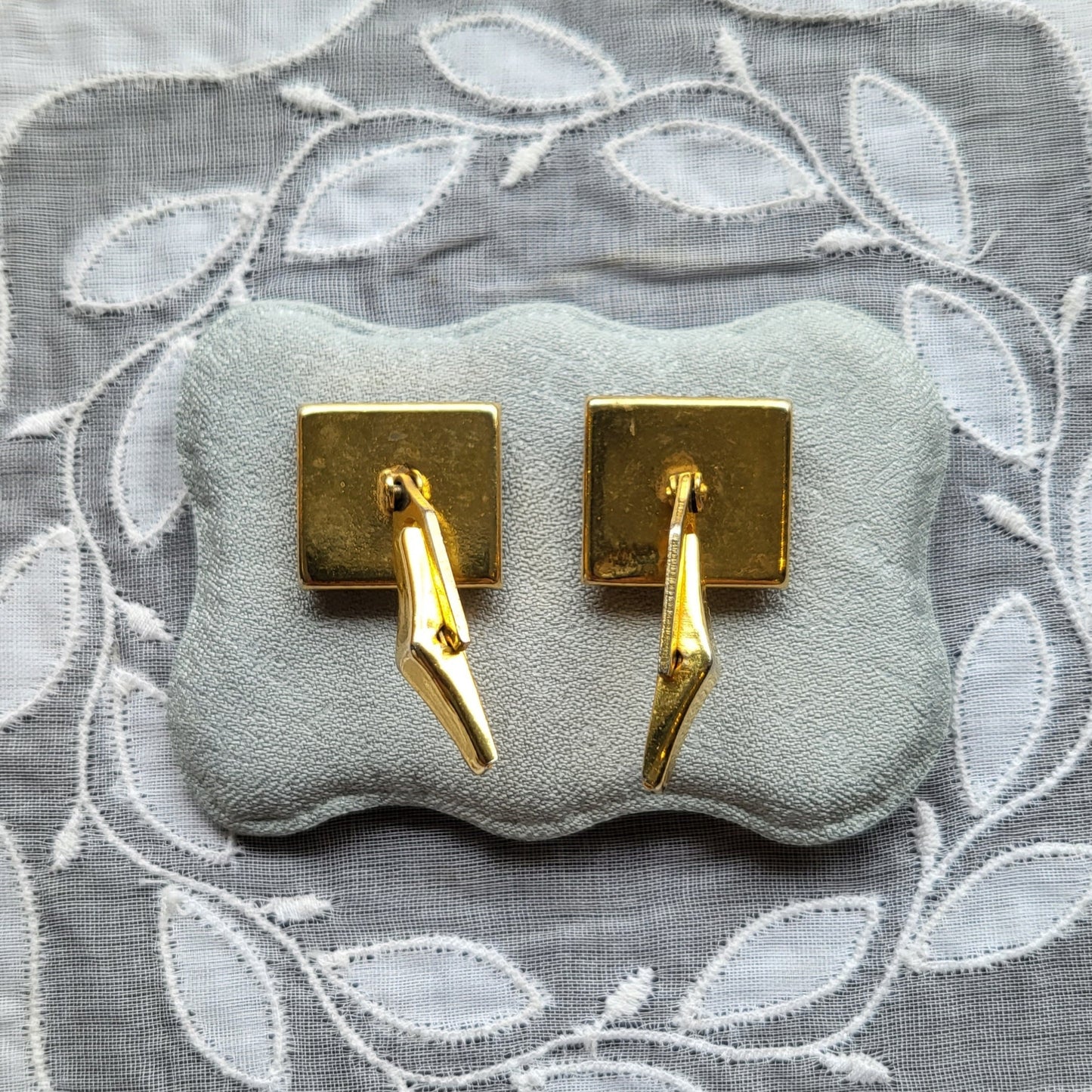Cufflinks - Square Mother of Pearl and Gold Stripes Cufflinks