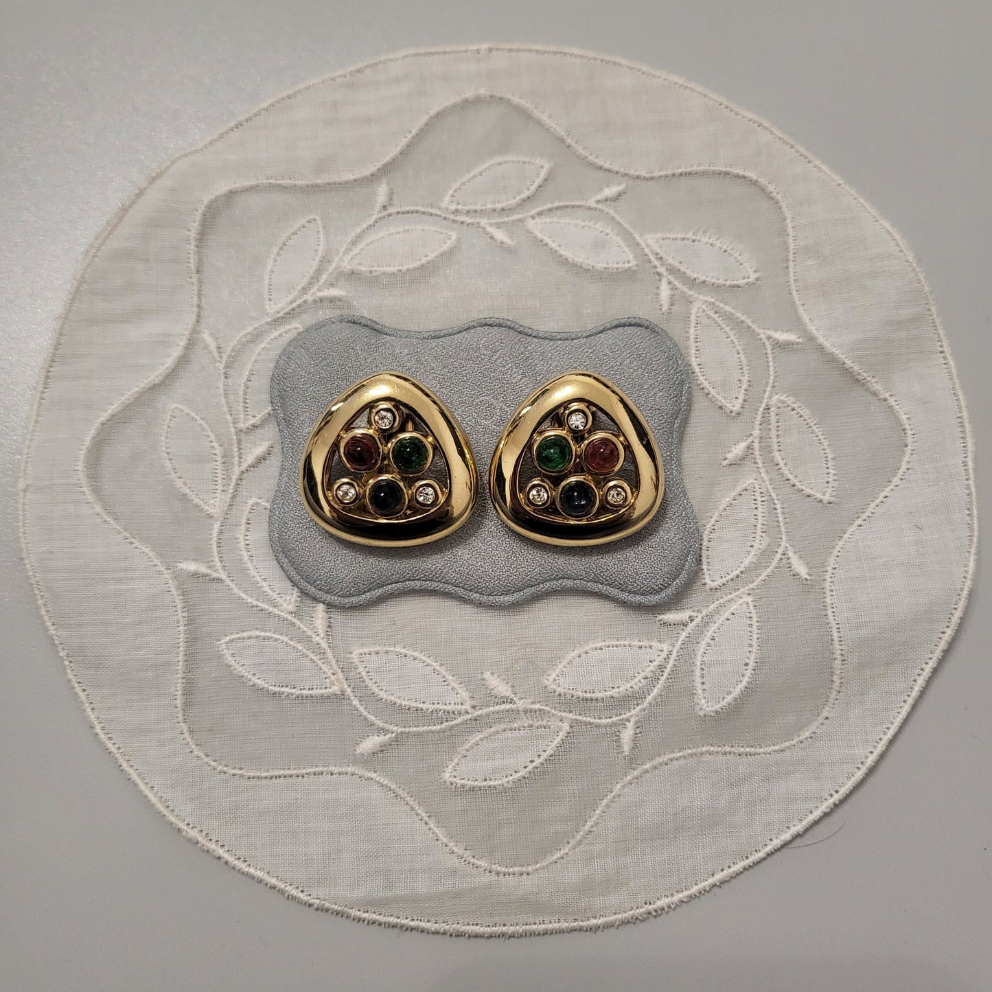 Clip on - Multicoloured Gripoix Triangular Clip On Earrings