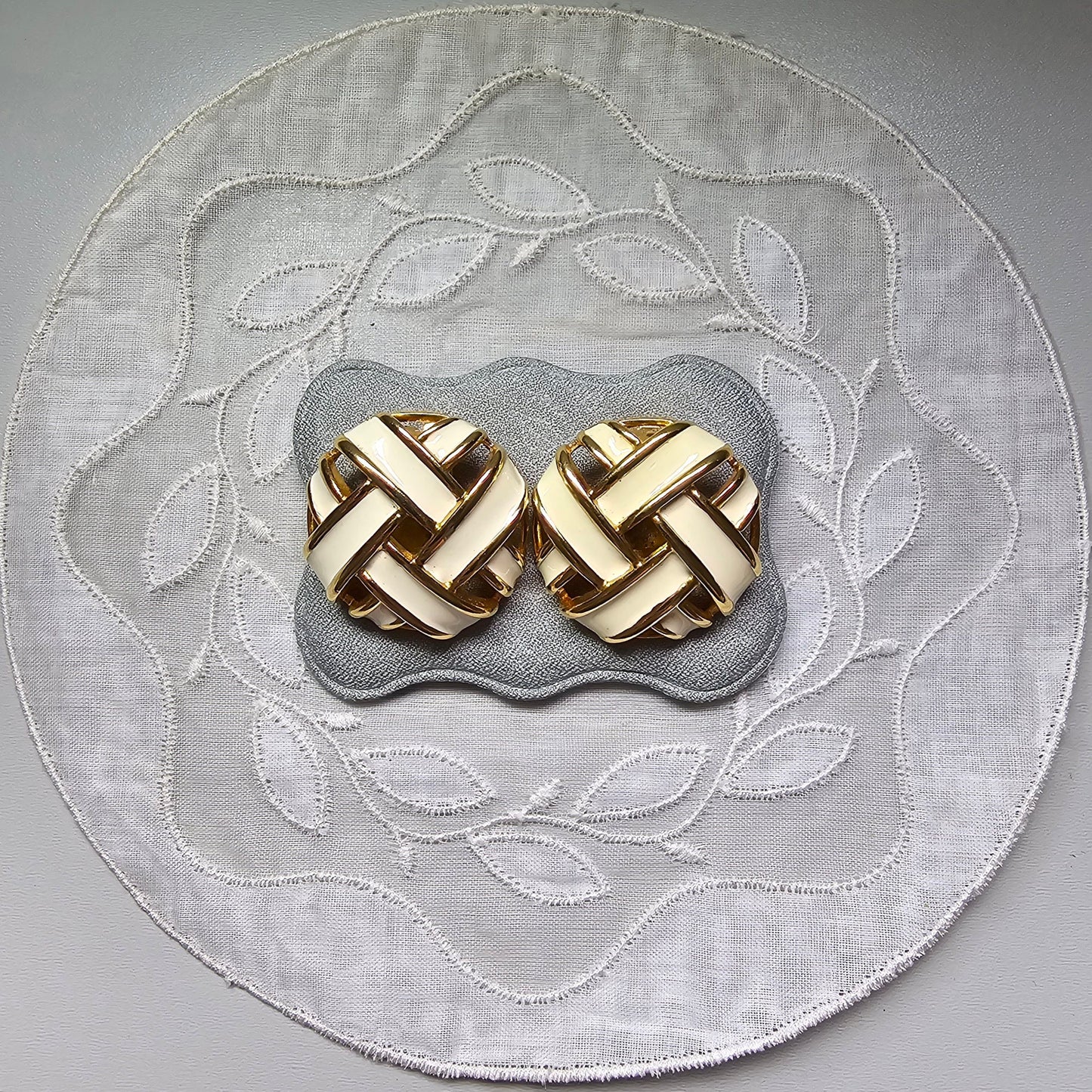 Clip on - Keyes White Enamel Clip on Earrings