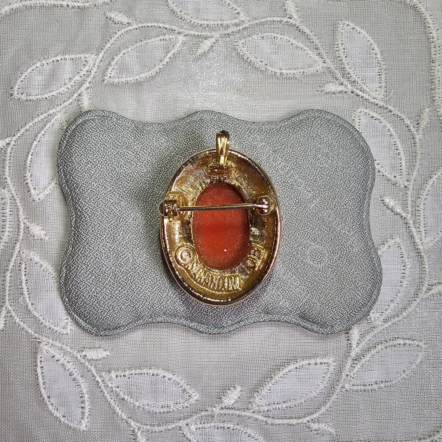 Pendant/Brooch - Sarah Coventry Orange Cameo Brooch