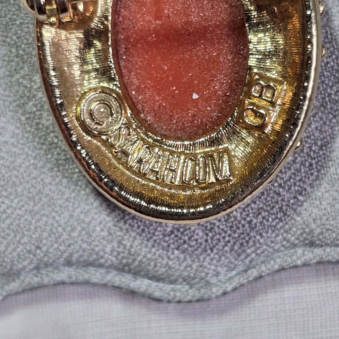 Pendant/Brooch - Sarah Coventry Orange Cameo Brooch