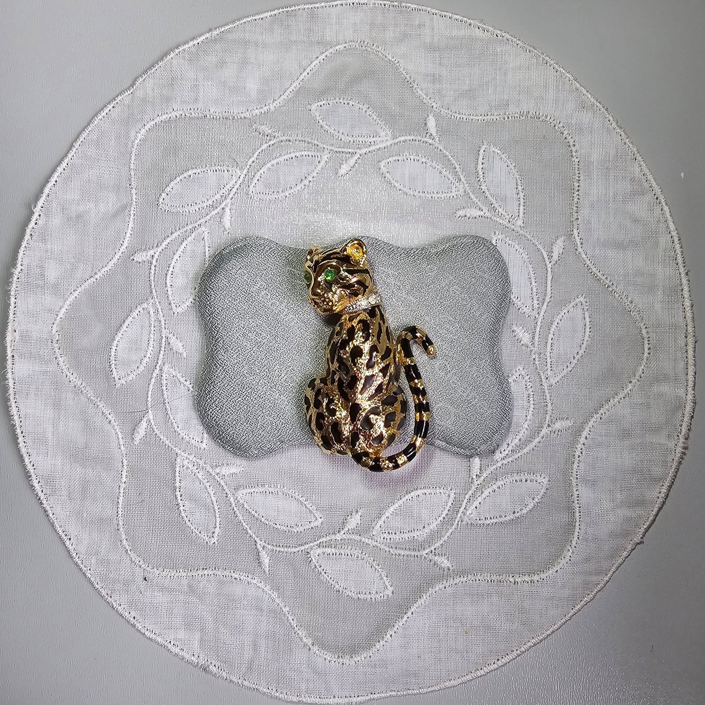 Brooch - D'Orlan Green Eyed Leopard Brooch