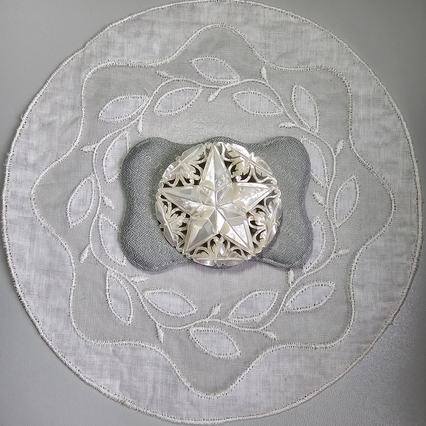Brooch - Carved Mother of Pearl Star Brooch