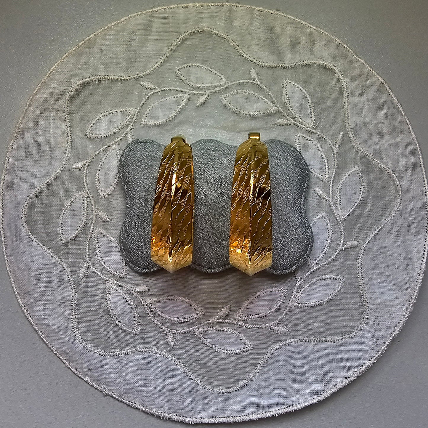 Clip on - Textured Gold Hoop Clip on Earrings