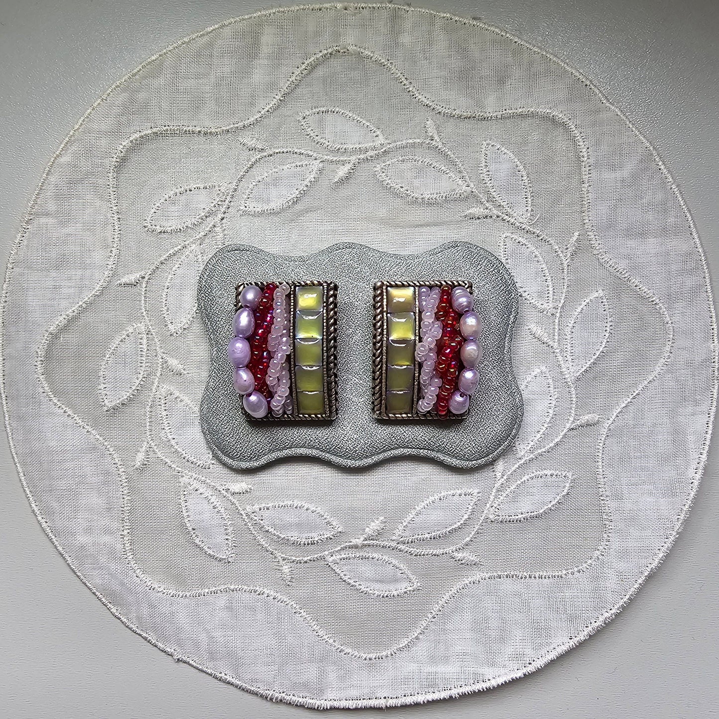 Clip on - Multicolour Iridescent Beads and Pearls Clip On Earrings