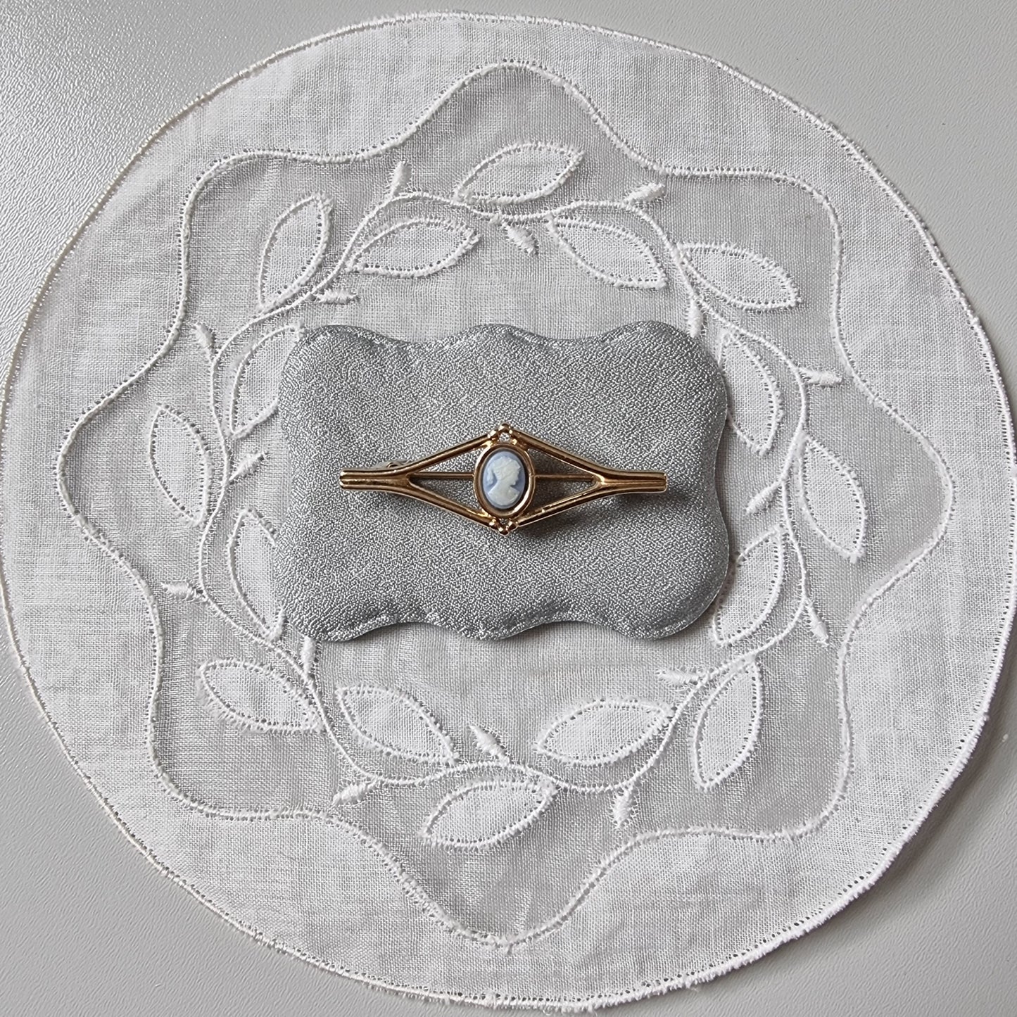 Brooch - Blue Cameo Bar Brooch