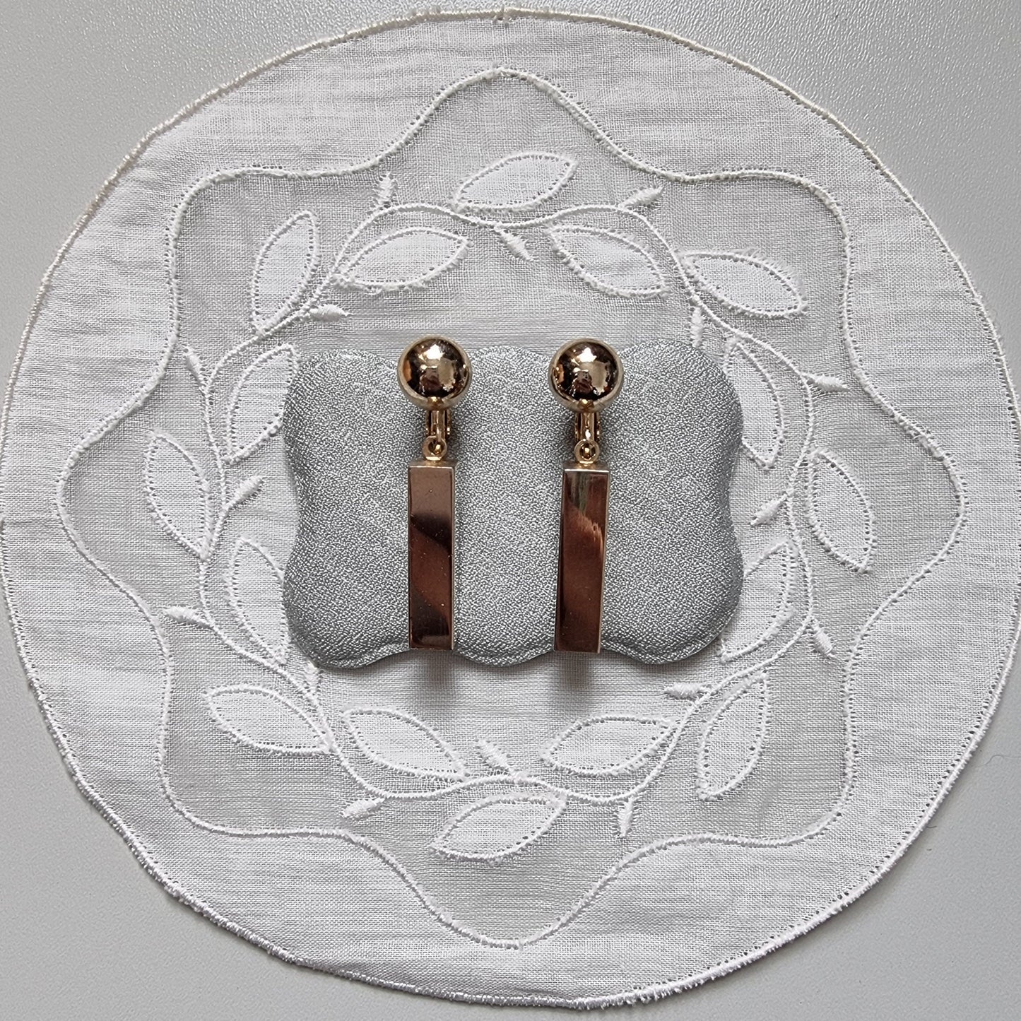 Clip on - Gold Block Drop Clip on Earrings