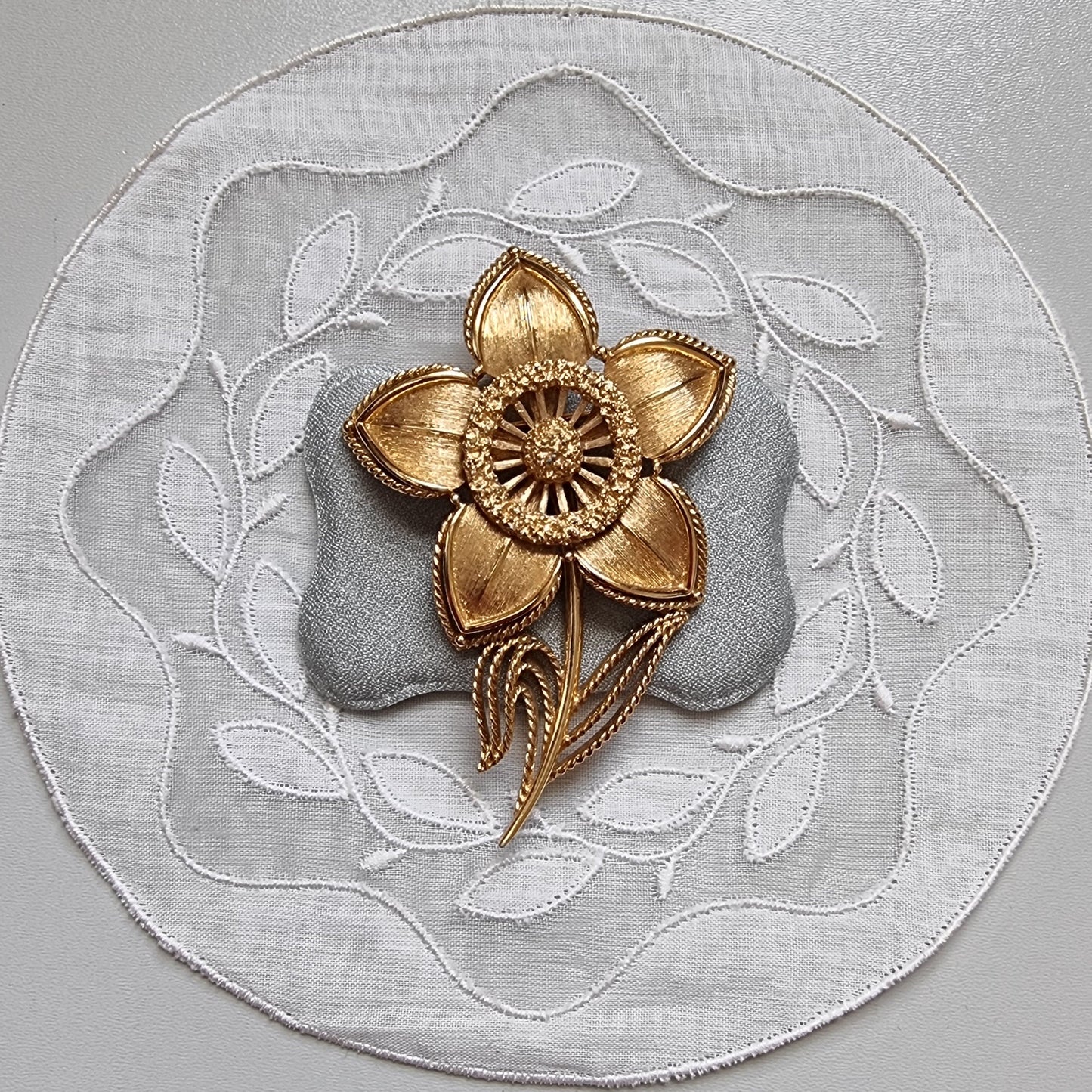 Brooch - Monet Matte Gold Flower Stem Brooch