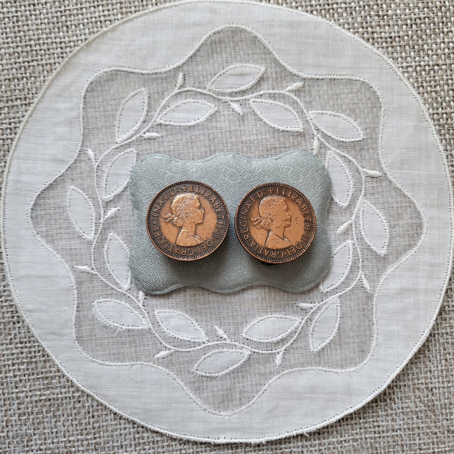 Clip on - Elizabeth II 1959 Half Penny Coin Clip on Earrings