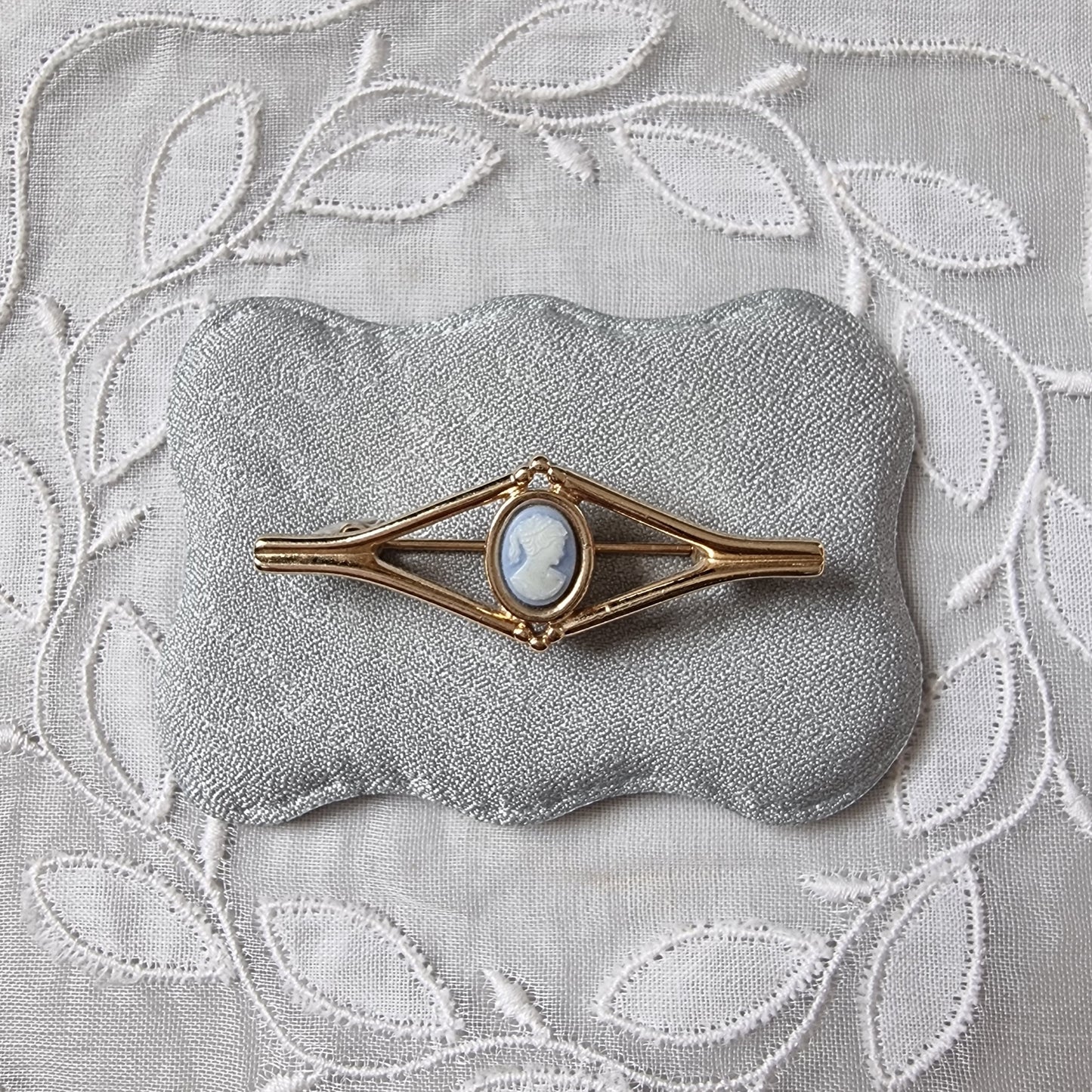 Brooch - Blue Cameo Bar Brooch
