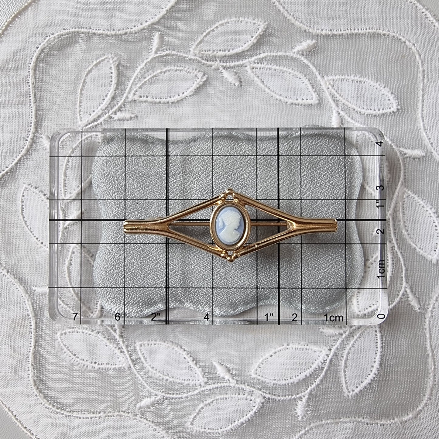 Brooch - Blue Cameo Bar Brooch