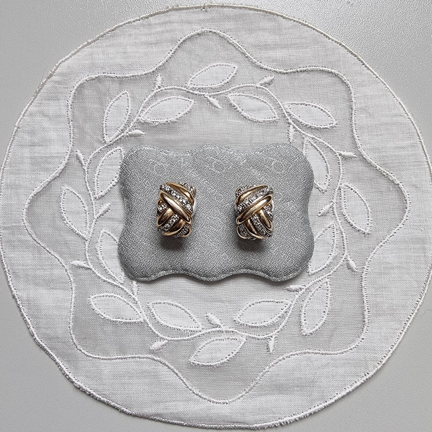 Clip on - Gold and Silver Crystal Plait Clip On Earrings