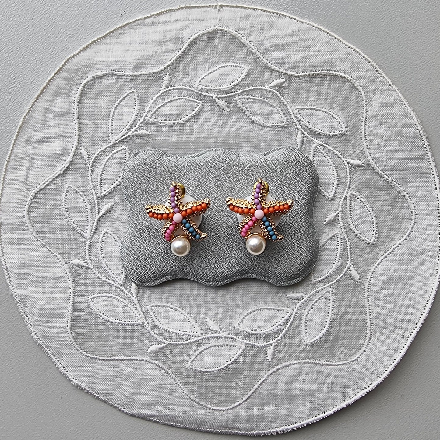 Posts - Multicolour Starfish Pearl Stud Earrings