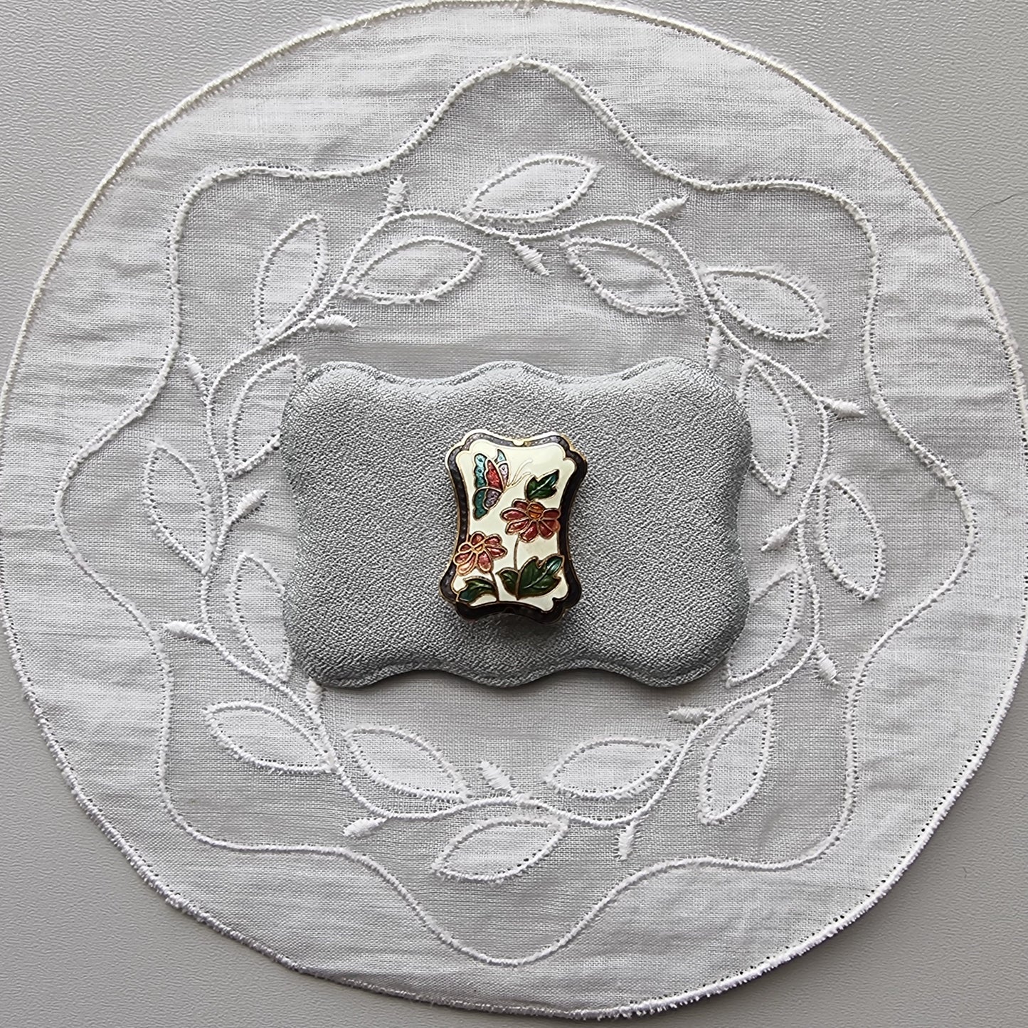 Brooch - Enamel Flowers with Butterfly Brooch