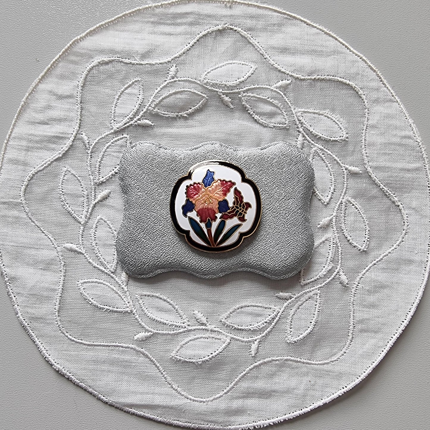 Brooch - Enamel Flower with Butterfly Brooch