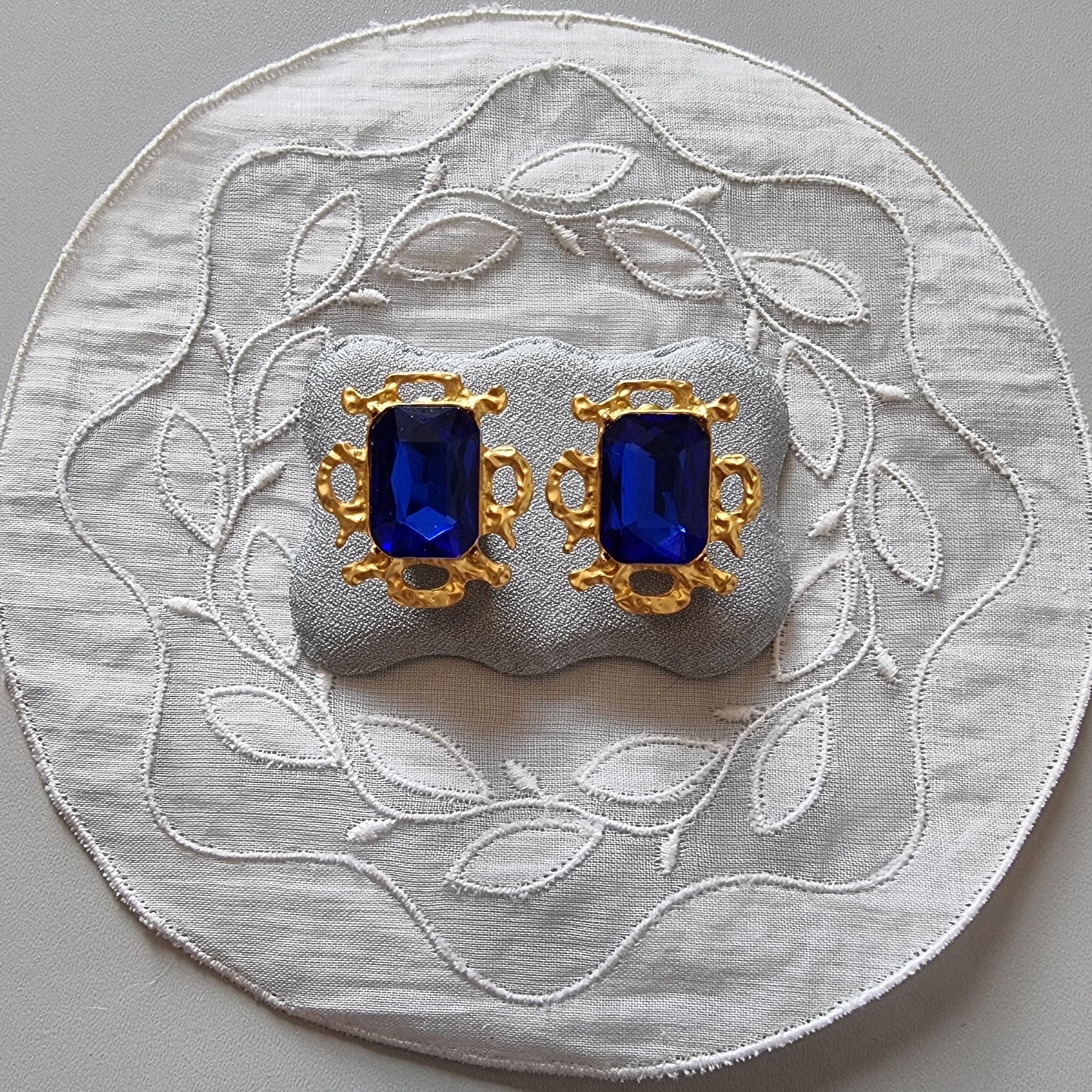 Posts - Blue Square Crystal Abstract Stud Earrings