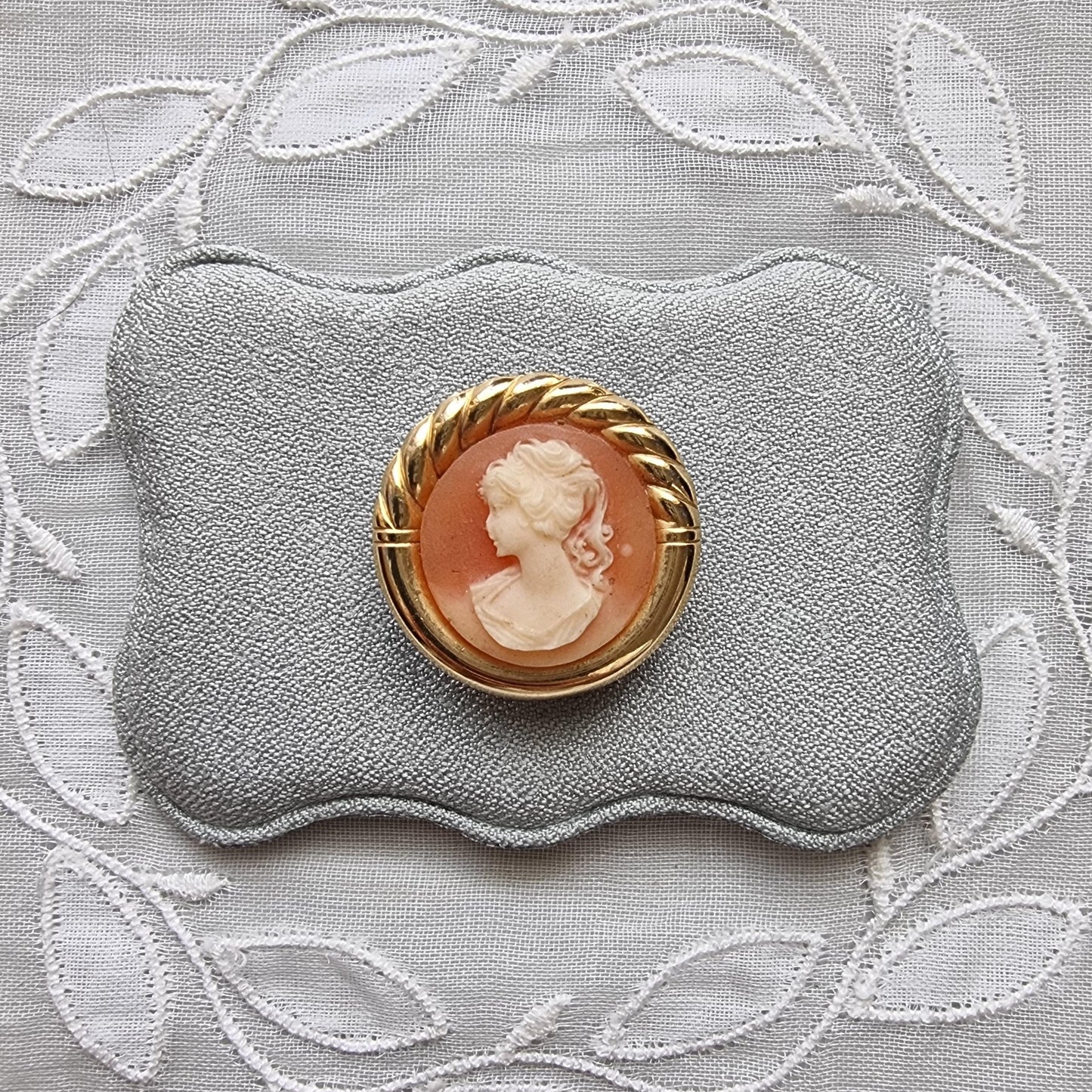Brooch - Small Orange Cameo Brooch
