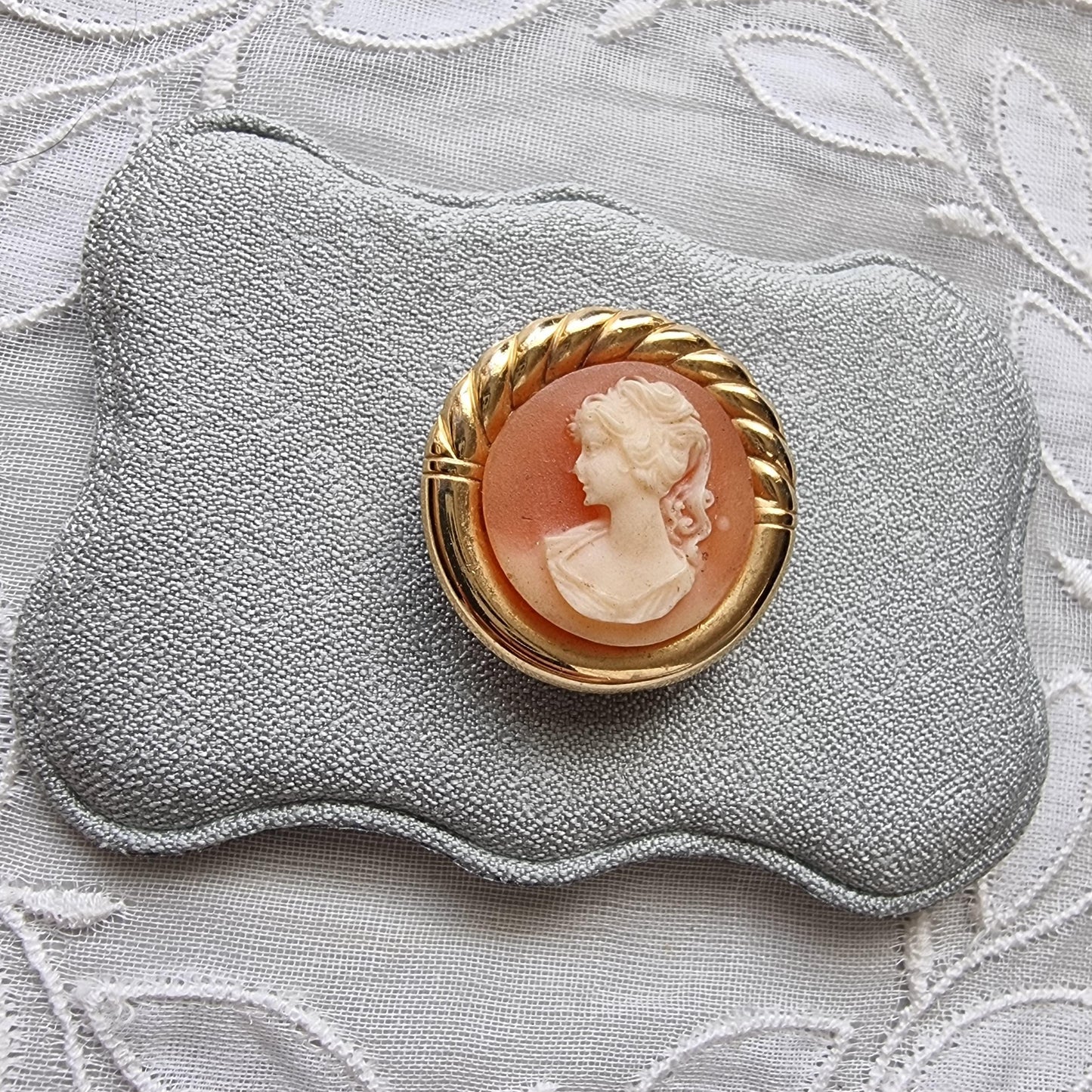 Brooch - Small Orange Cameo Brooch
