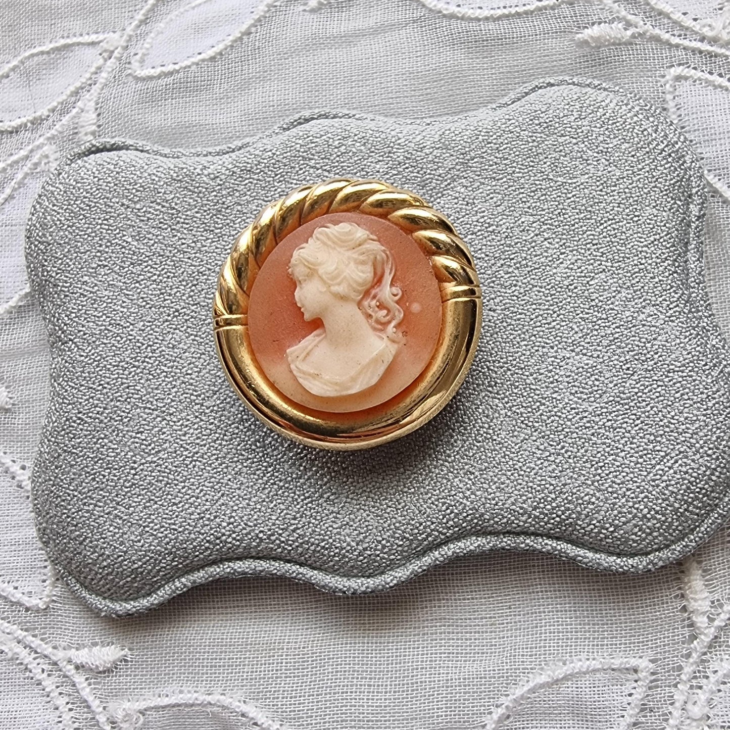 Brooch - Small Orange Cameo Brooch