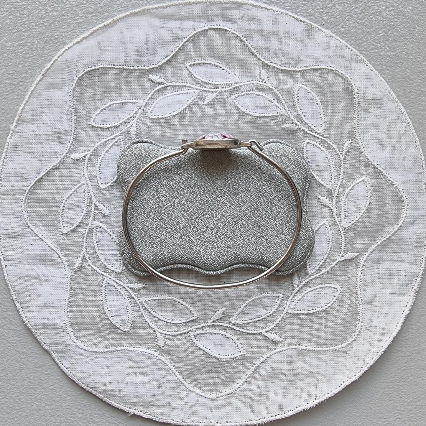 Bracelet - Purple Red Milefiori Glass Cabochon Bangle Bracelet