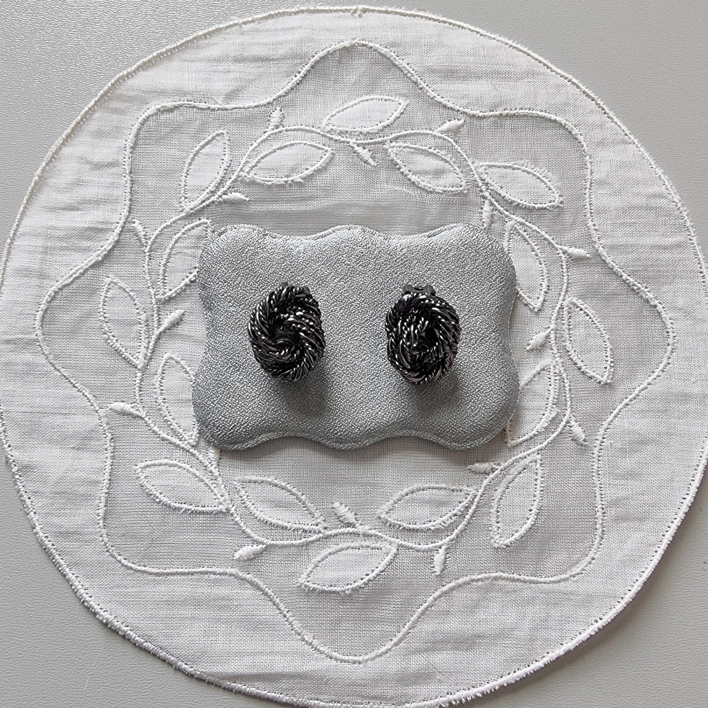 Clip on - Gunmetal Plaited Wire Knot Earrings