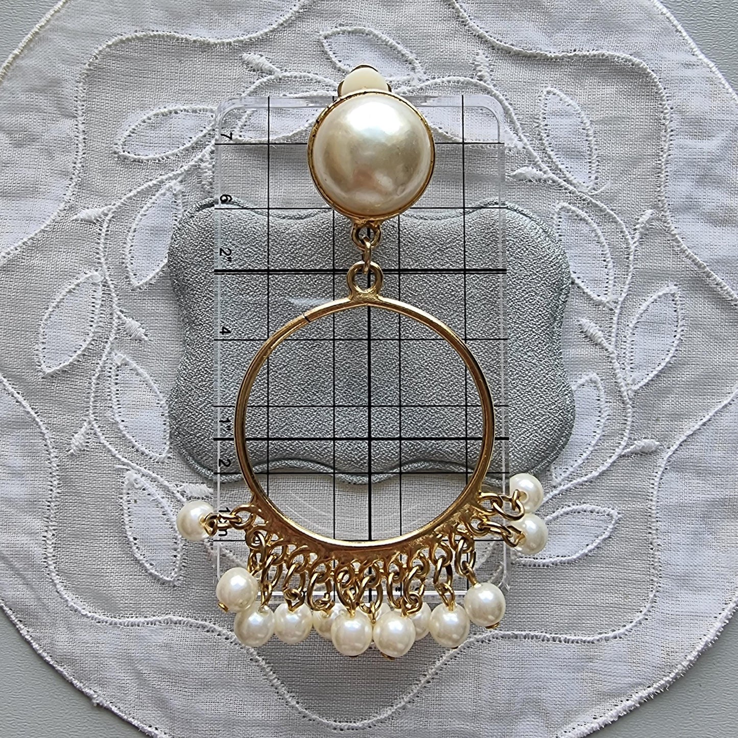Clip on - Faux Pearl Chandelier Clip on Earrings