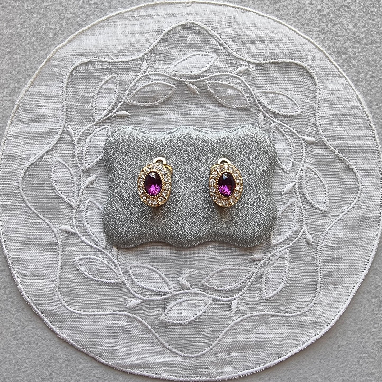 Clip on - Purple and Clear Crystals Clip On Earrings