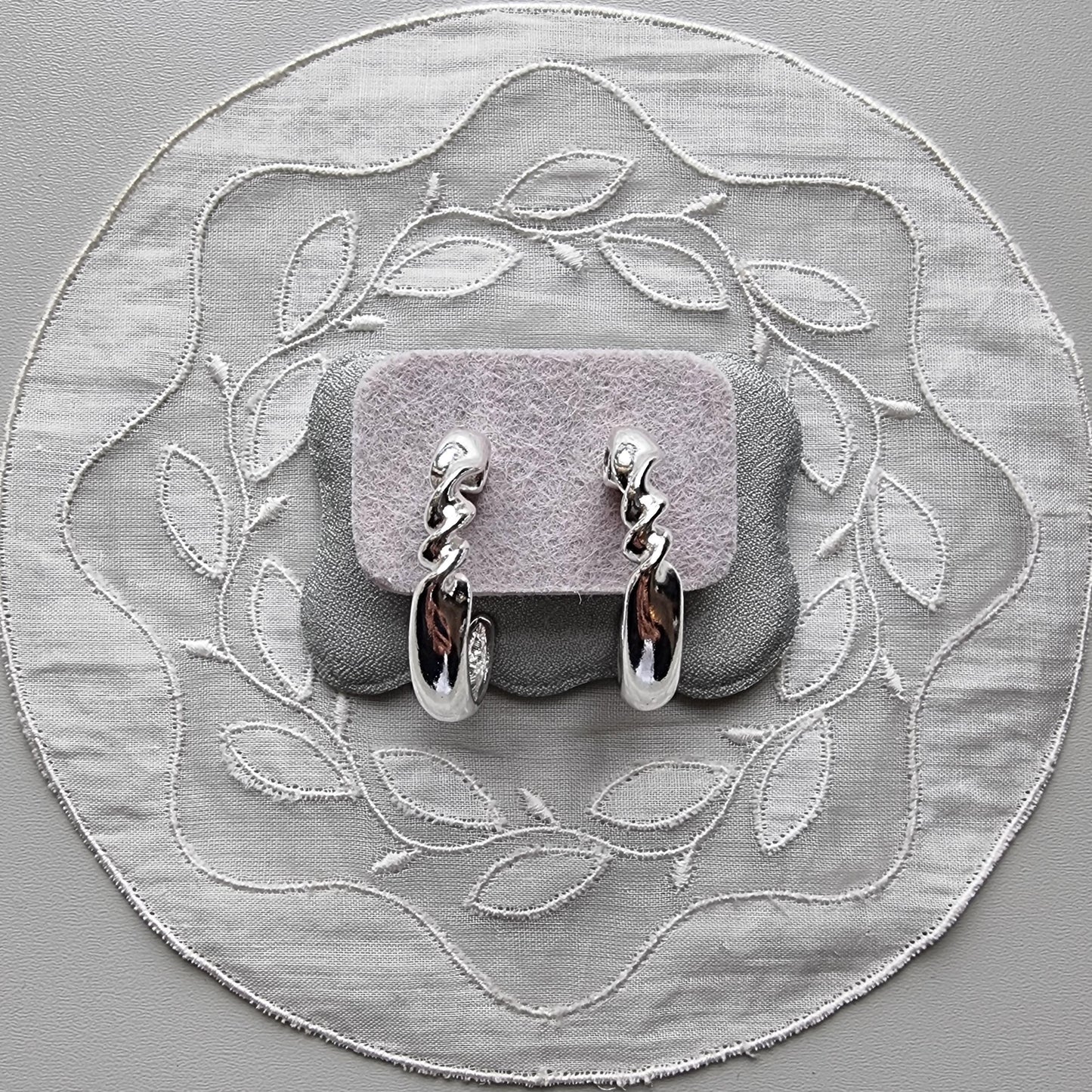 Posts - Silver Tone Twist Hoop Earrings