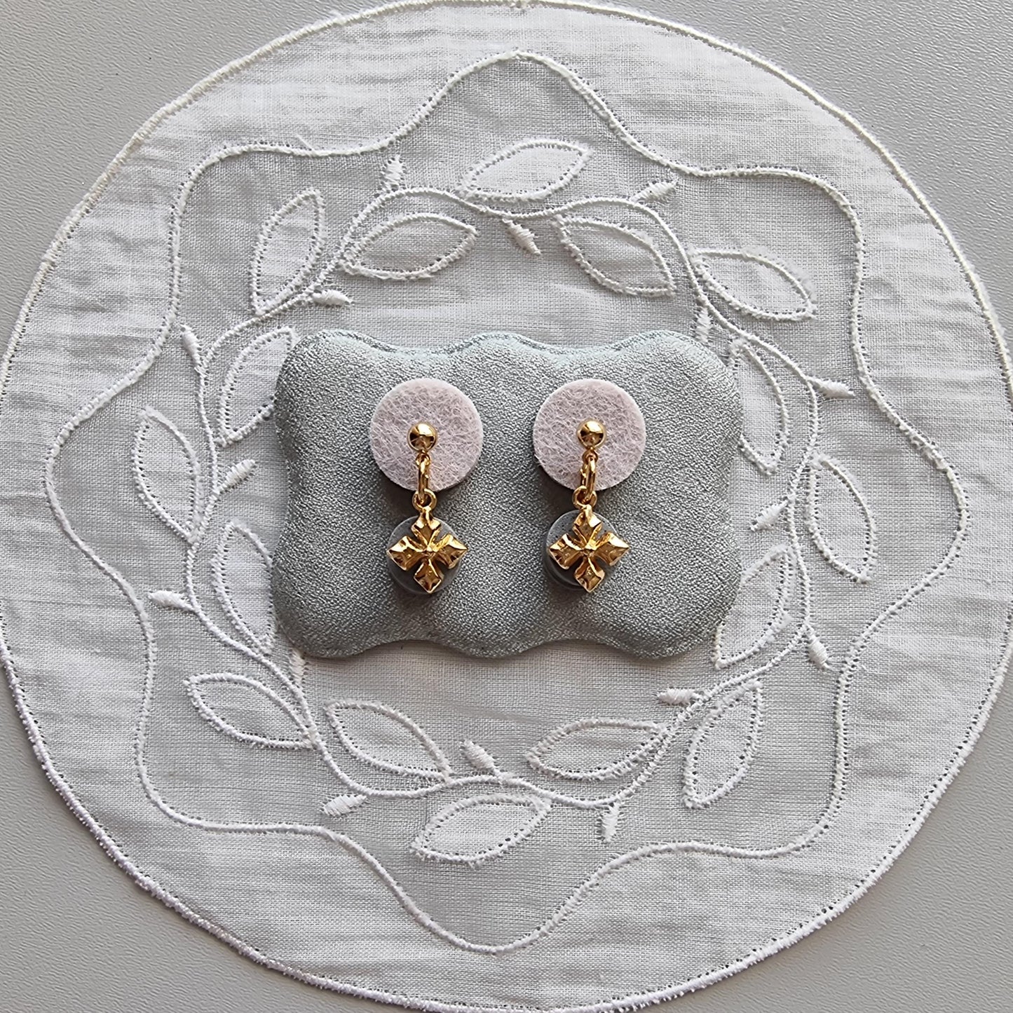 Posts - Gold Maltese Cross Drop Earrings