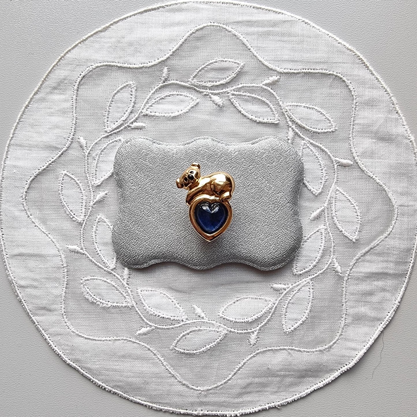 Pin - Gold Koala on Blue Heart Pin Brooch