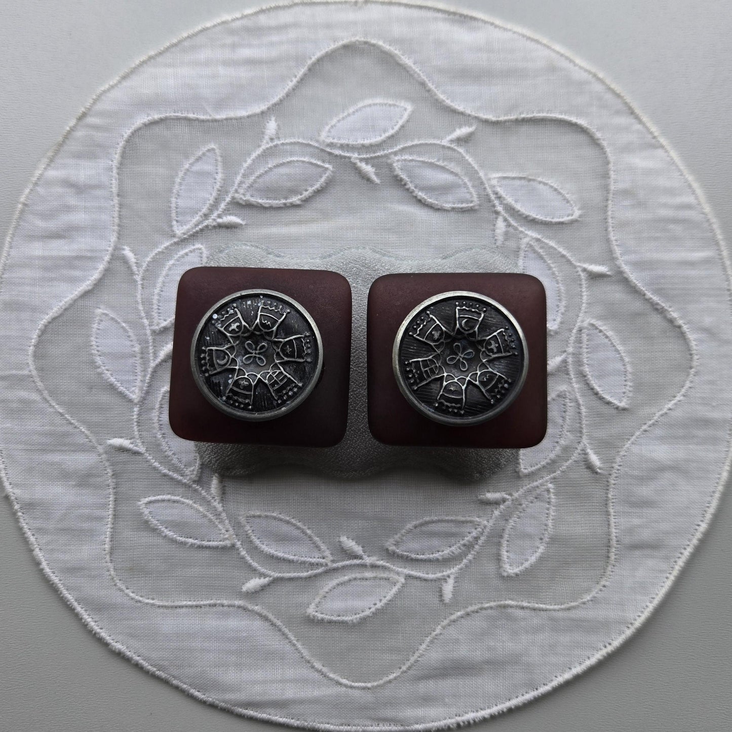 Clip on - Red Brown Square Acrylic Clip on Earrings