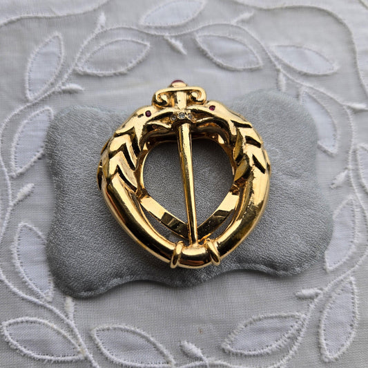 Scarf Clip - Attwood and Sawyer Red Crystal Eagle Heads Scarf Clip