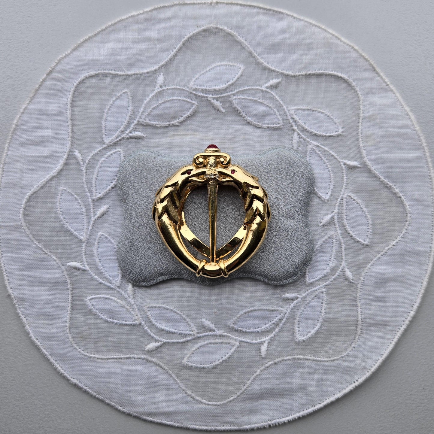 Scarf Clip - Attwood and Sawyer Red Crystal Eagle Heads Scarf Clip