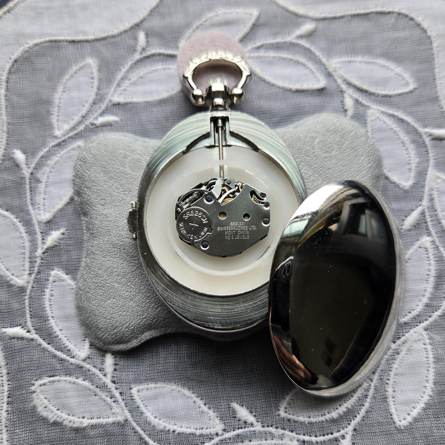 Pocket Watch - Silver Tone Polished Pebble Pocket Watch