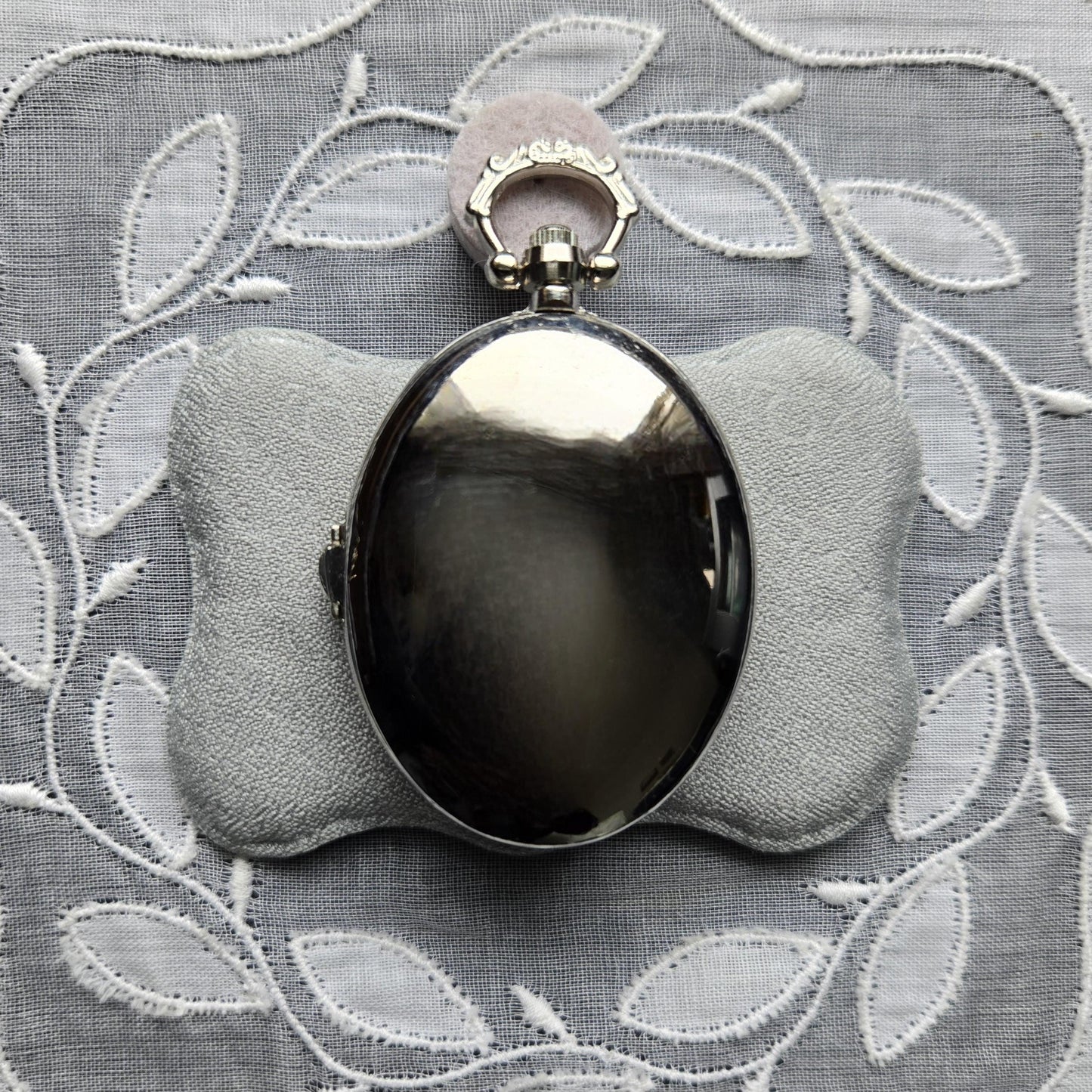 Pocket Watch - Silver Tone Polished Pebble Pocket Watch