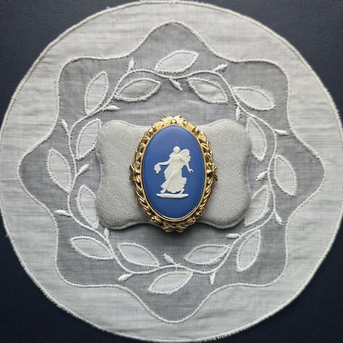 Brooch - Wedgwood Blue Jasperware Goddess Cameo Brooch