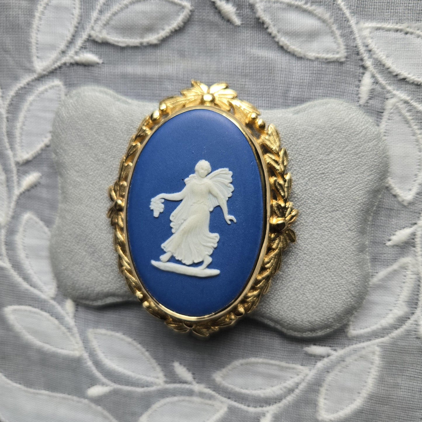 Brooch - Wedgwood Blue Jasperware Goddess Cameo Brooch