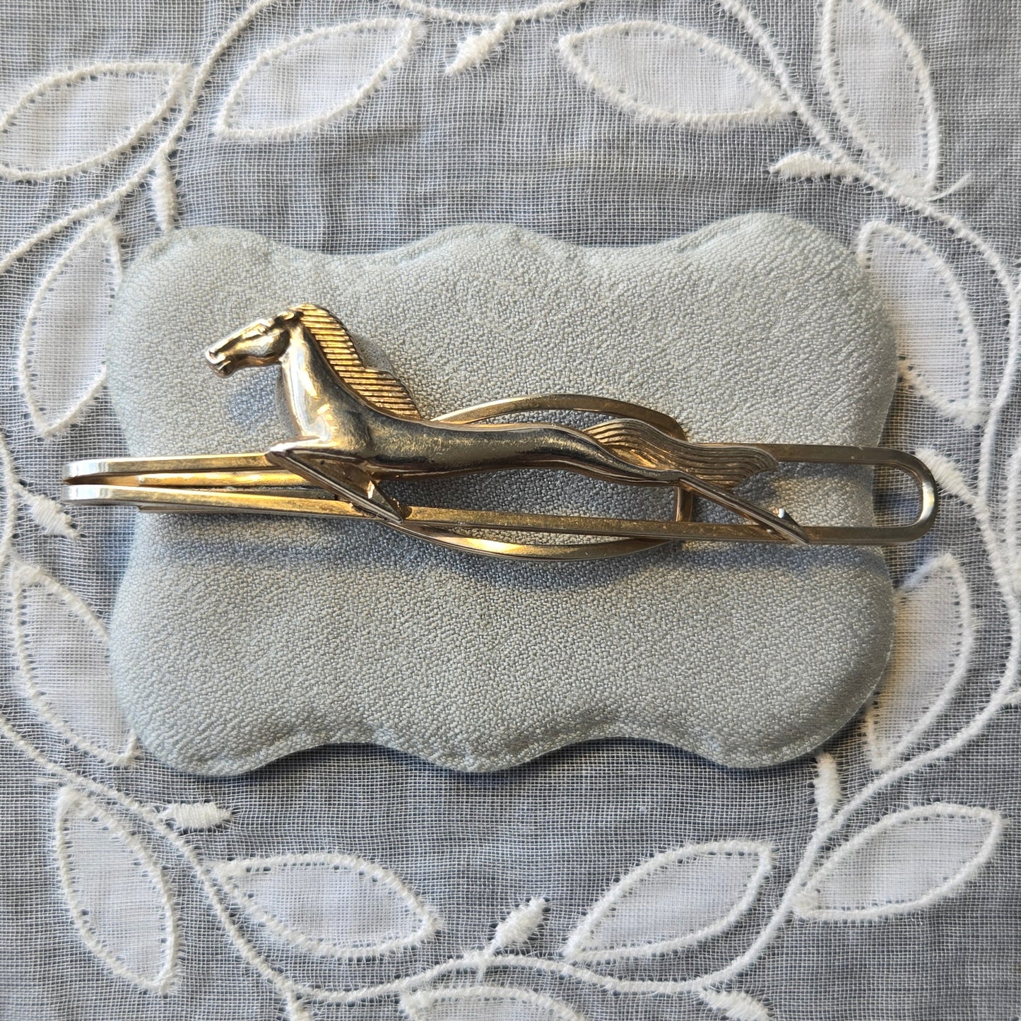 Stratton Gold Tone Art Deco Galloping Horse Tie Clip